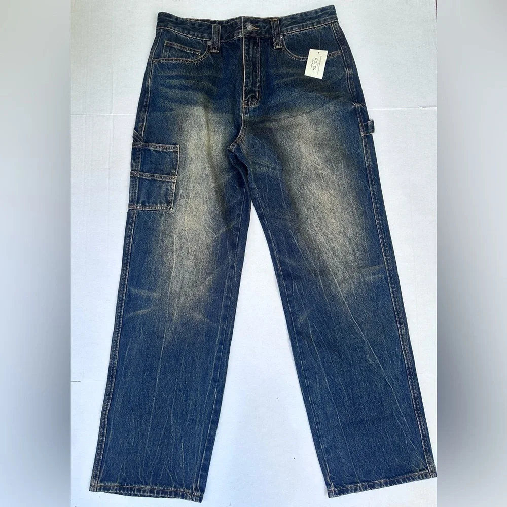 Guess Men's Dark Blue Carpenter Relaxed Jeans